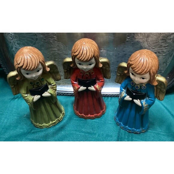 Vintage Set of 3 Singing Christmas Angels Choir Ardo Japan Ceramic MCM Complete - Picture 5 of 16